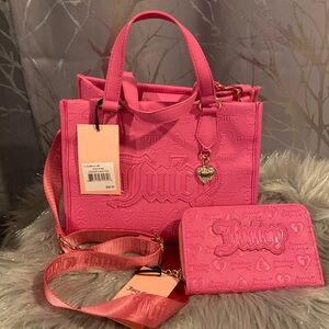 BNWT JUICY COUTURE Juicy Pink Upgrade U Mini Tote and Wallet Set Bundle